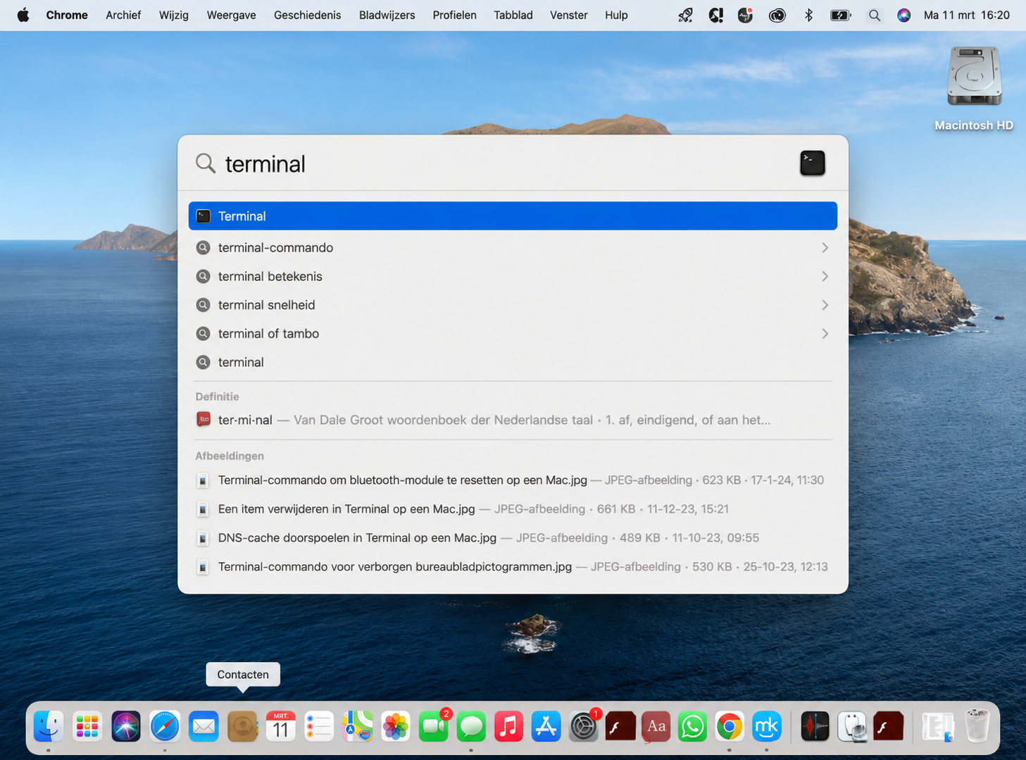 Geef bureaubladpictogrammen op je Mac weer via Terminal. Open hiervoor Finder en ga naar Programma's > Hulpprogramma's > Terminal. Je kunt ook op Command + spatiebalk drukken om Spotlight te openen, Terminal Typen in het zoekveld en de app selecteren uit de resultaten.