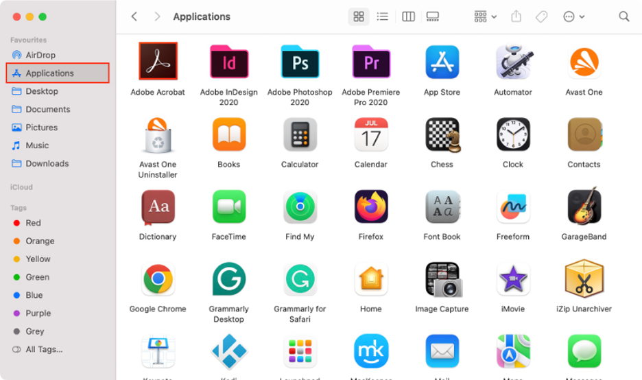 To uninstall an app on your Mac, find the app in the Applications folder.