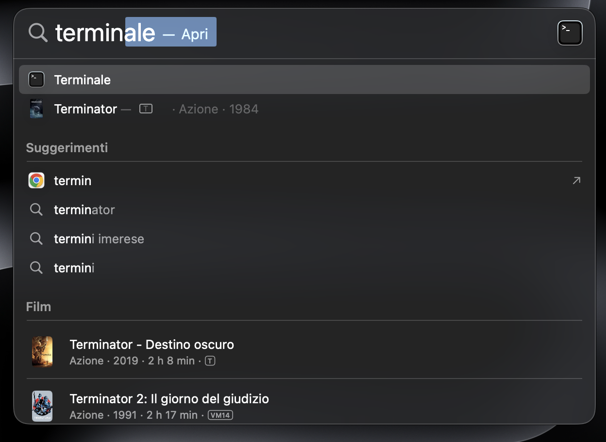 Utilizzando il Terminale, puoi controllare praticamente qualsiasi aspetto del tuo Mac tramite comandi testuali. Puoi avviarlo utilizzando Spotlight.
