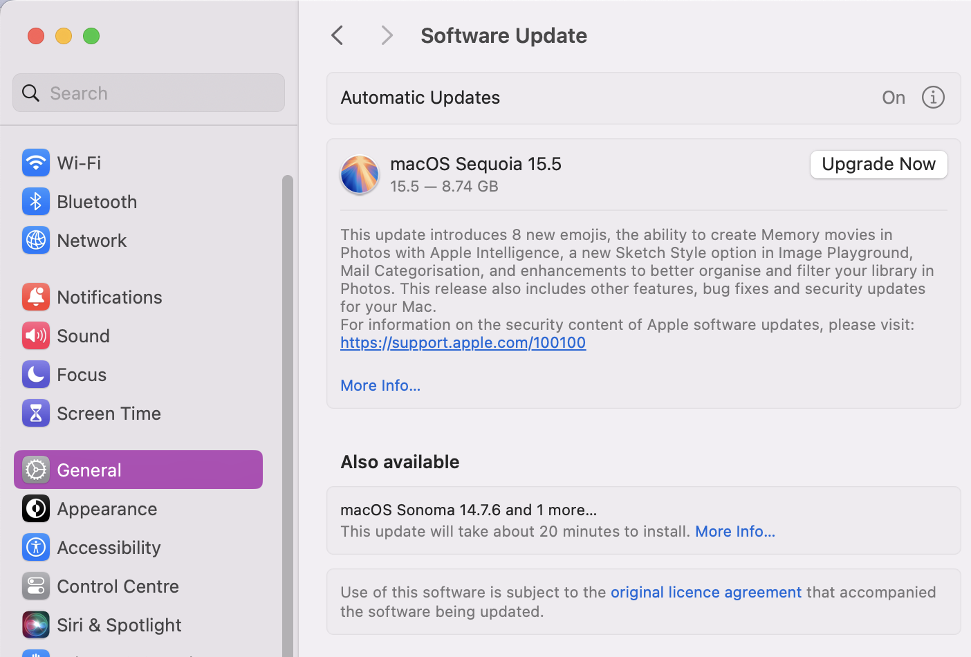 To check for Safari updates, go to System Settings > General > Software Updates. Safari is macOS supported, so any new Safari patches or bug fixes will be listed. MOst times updates are available with new OS versions–they fix a lot of issues and add new features.