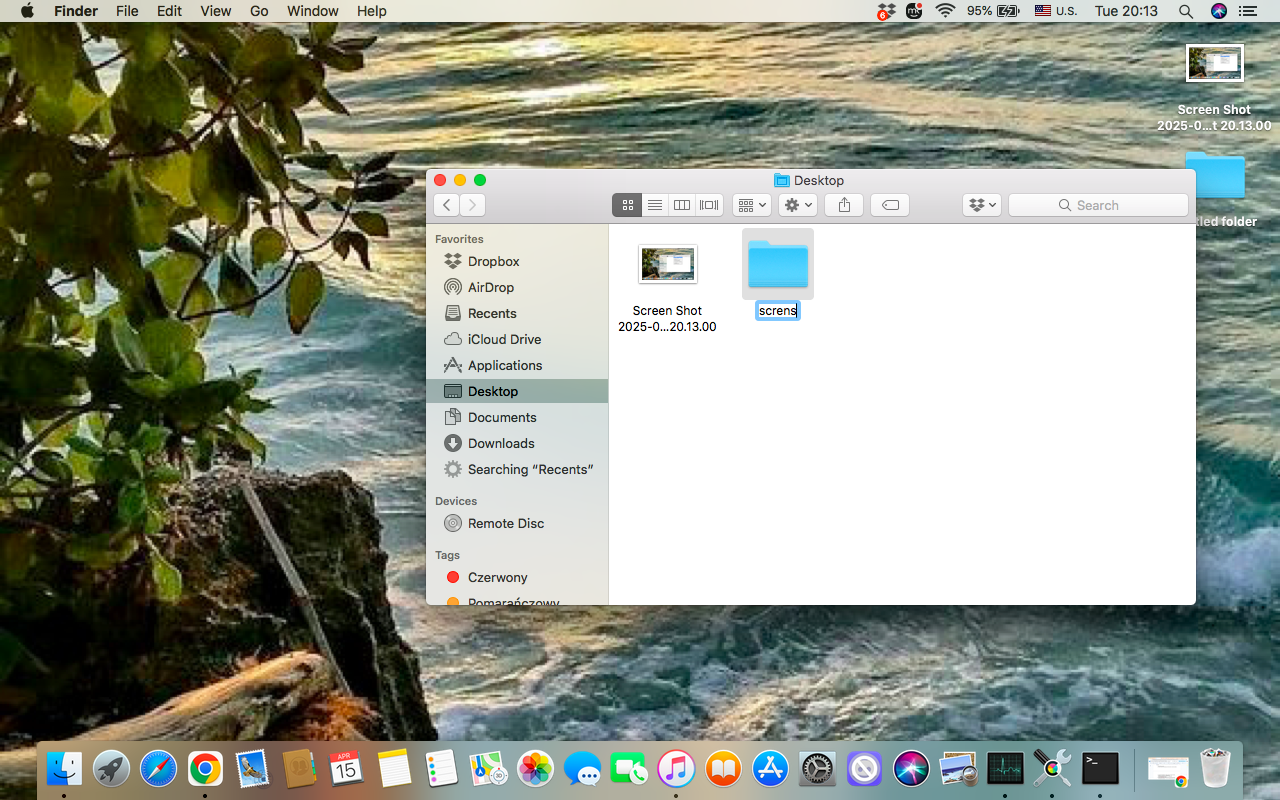 When the new folder for your screenshots is created, name it, so you can easily find the new save location.