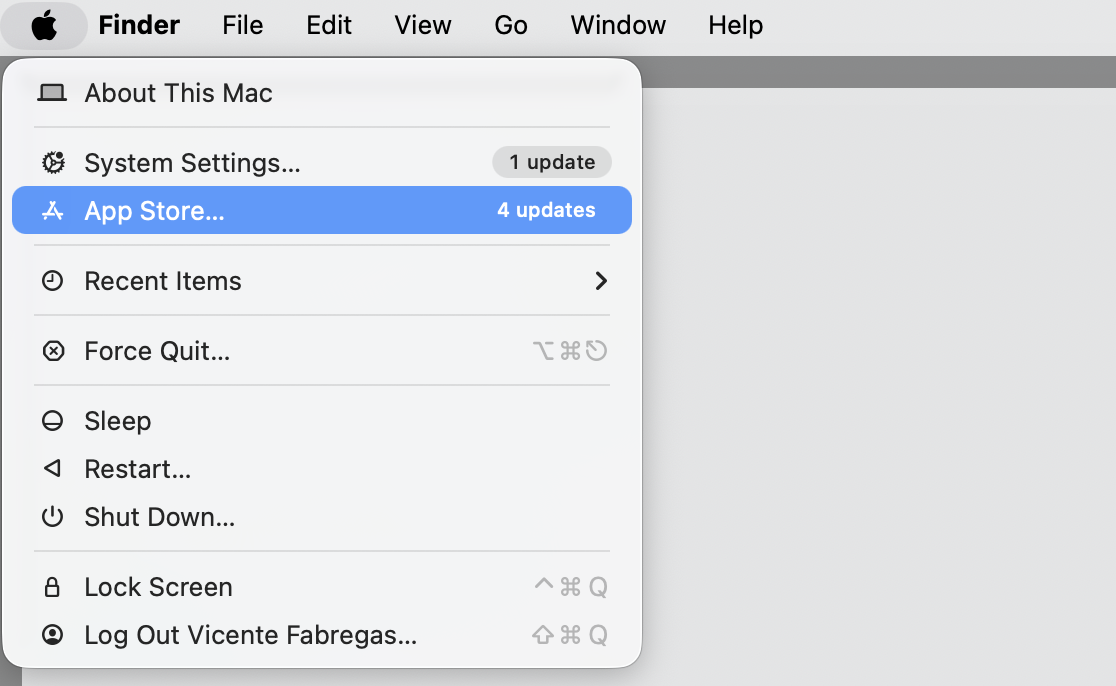 App Store opening from the Apple menu on macOS, where you download OneDrive again to reinstall it on your Apple computer.