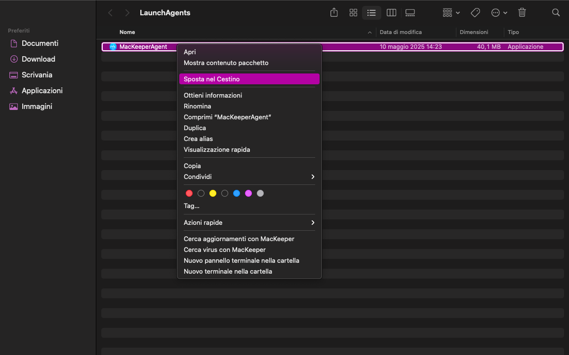 A questo punto, è sufficiente eliminare l'estensione come qualsiasi altro file, assicurandosi di svuotare poi il cestino. Questo potrebbe aiutarvi a rimuovere il malware.