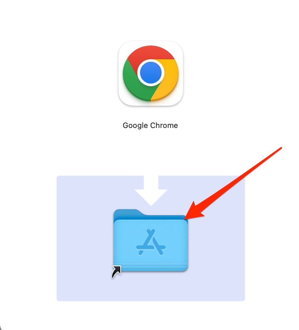 Arrastra Google Chrome a la carpeta Aplicaciones.