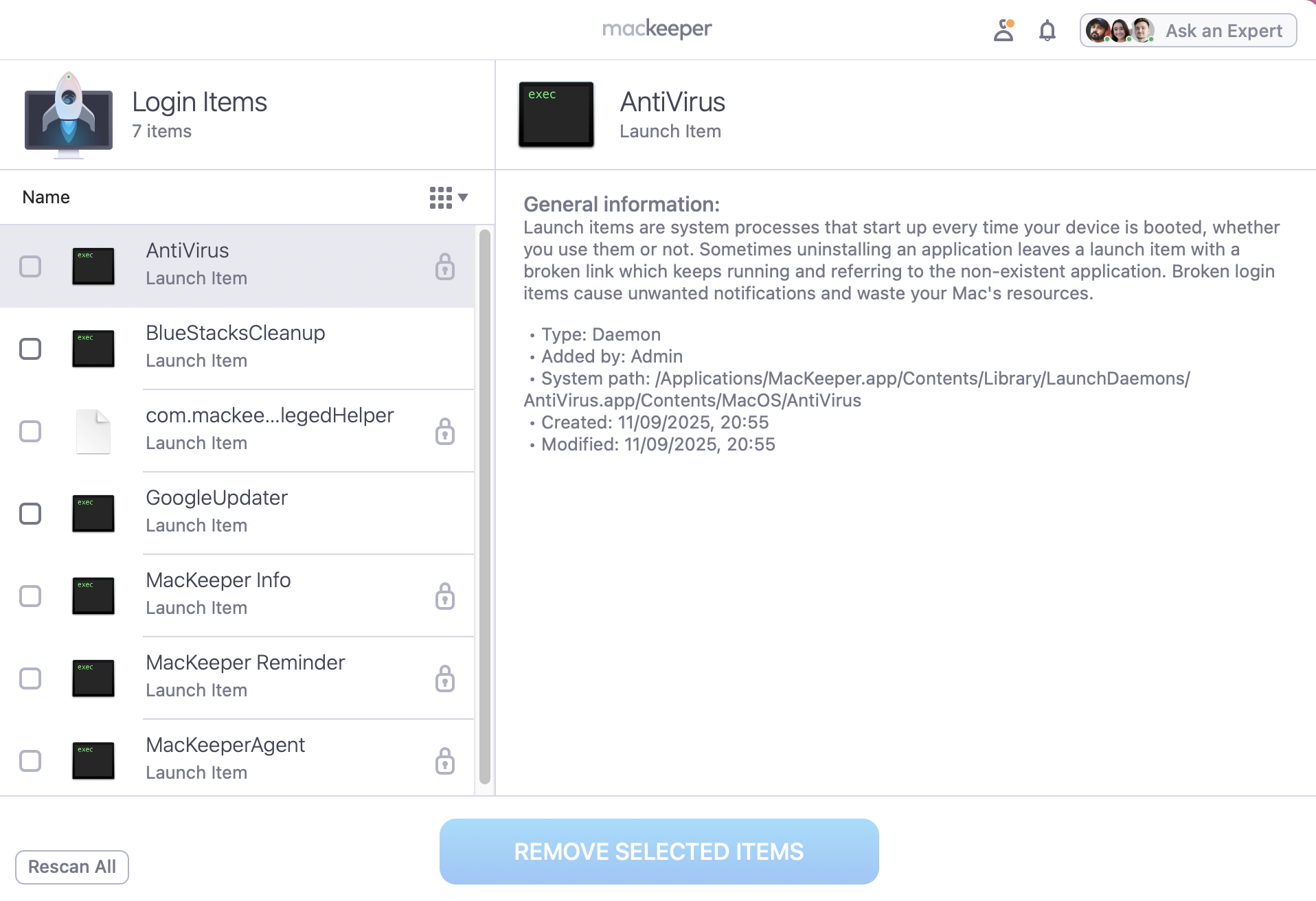After a few seconds, you’ll see a list of all the programs and apps that you can now manage upon startup. Untick any you no longer need to keep your Mac optimised.