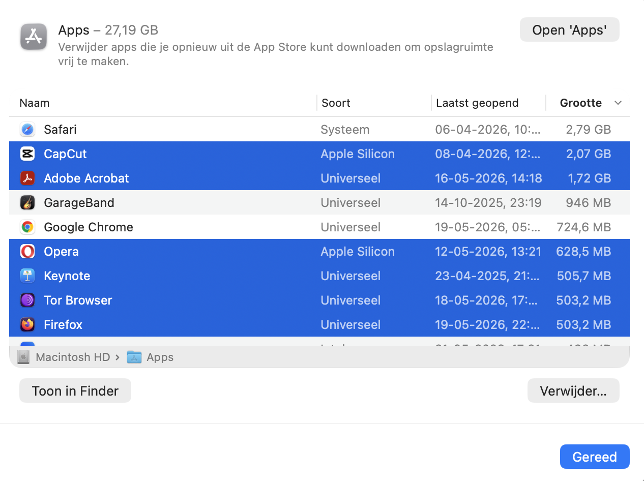 Nadat je de basisstappen hebt uitgevoerd, ga je door de verschillende instellingen. Hier kun je programma’s verwijderen die je niet meer nodig hebt. Controleer vooral welke apps de meeste ruimte innemen en let op verouderde applicaties.