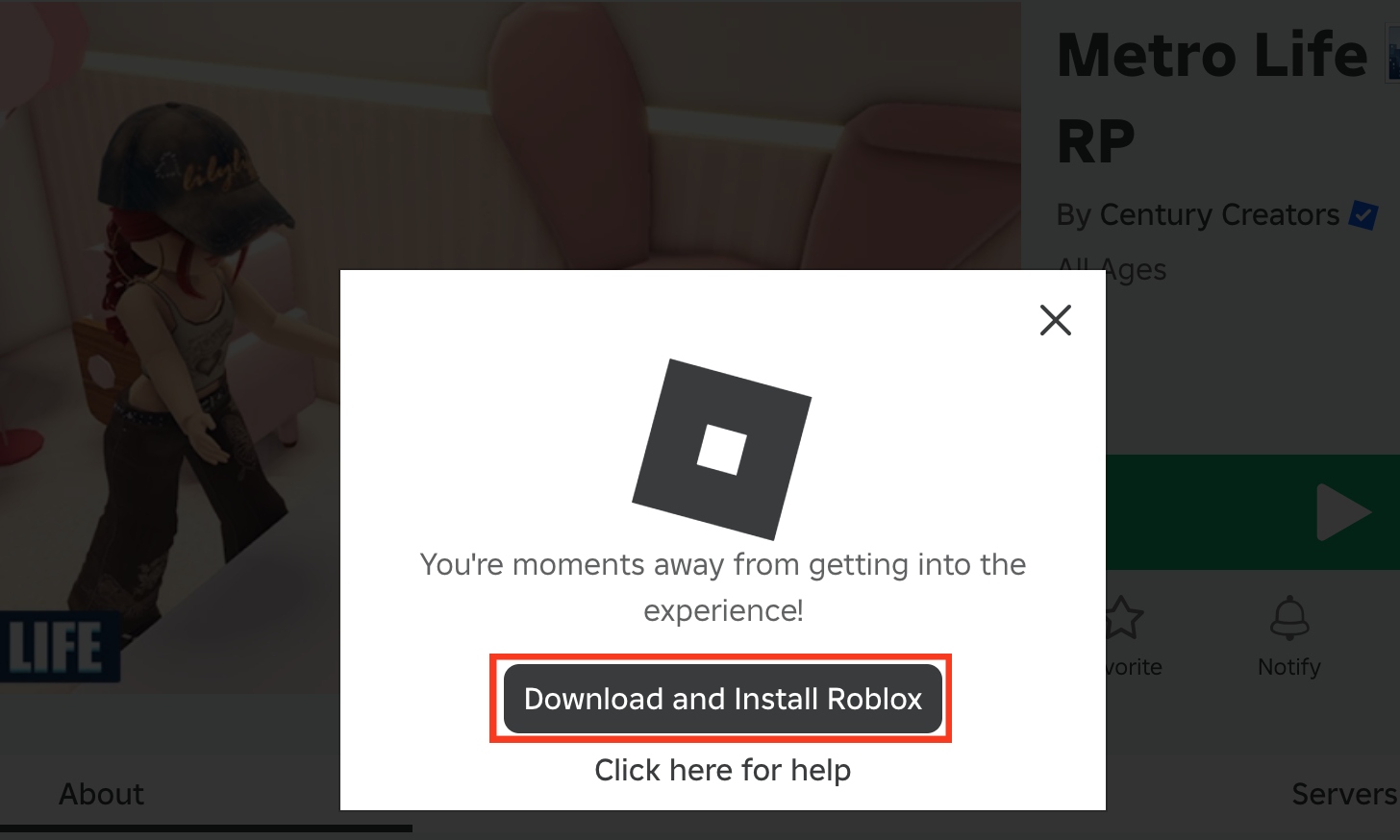 The button to download and install Roblox on a Mac is depicted on Roblox. Clicking the button implements a Roblox update on your MacBook.