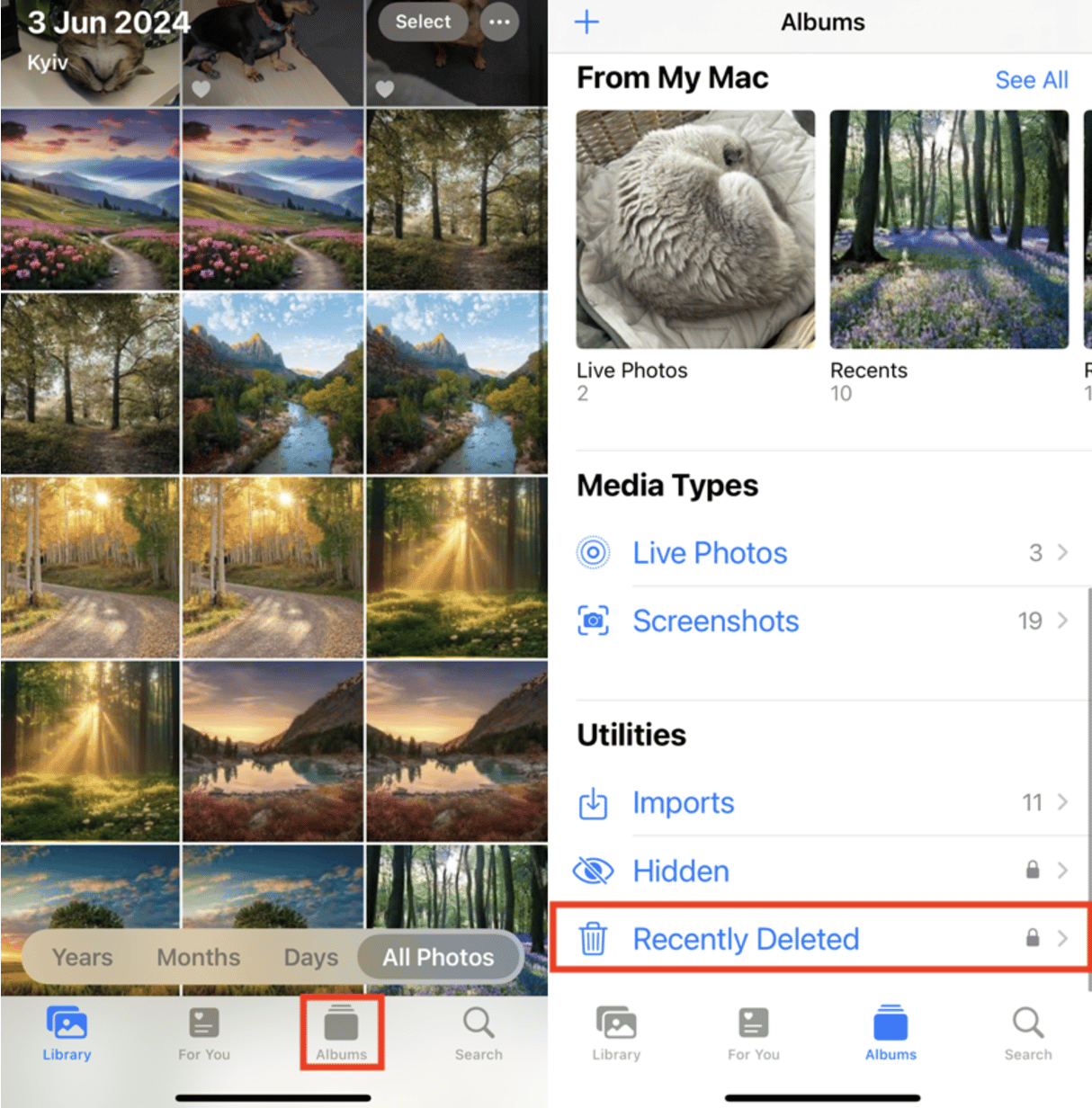 To manage your images, go to your Photo app and look through any you want to remove. Then a Recently Deleted album will appear that you can delete to remove from your device permanently. To manage your images, go to your Photo app and look through any you want to remove. Then a Recently Deleted album will appear that you can delete to remove from your device permanently.