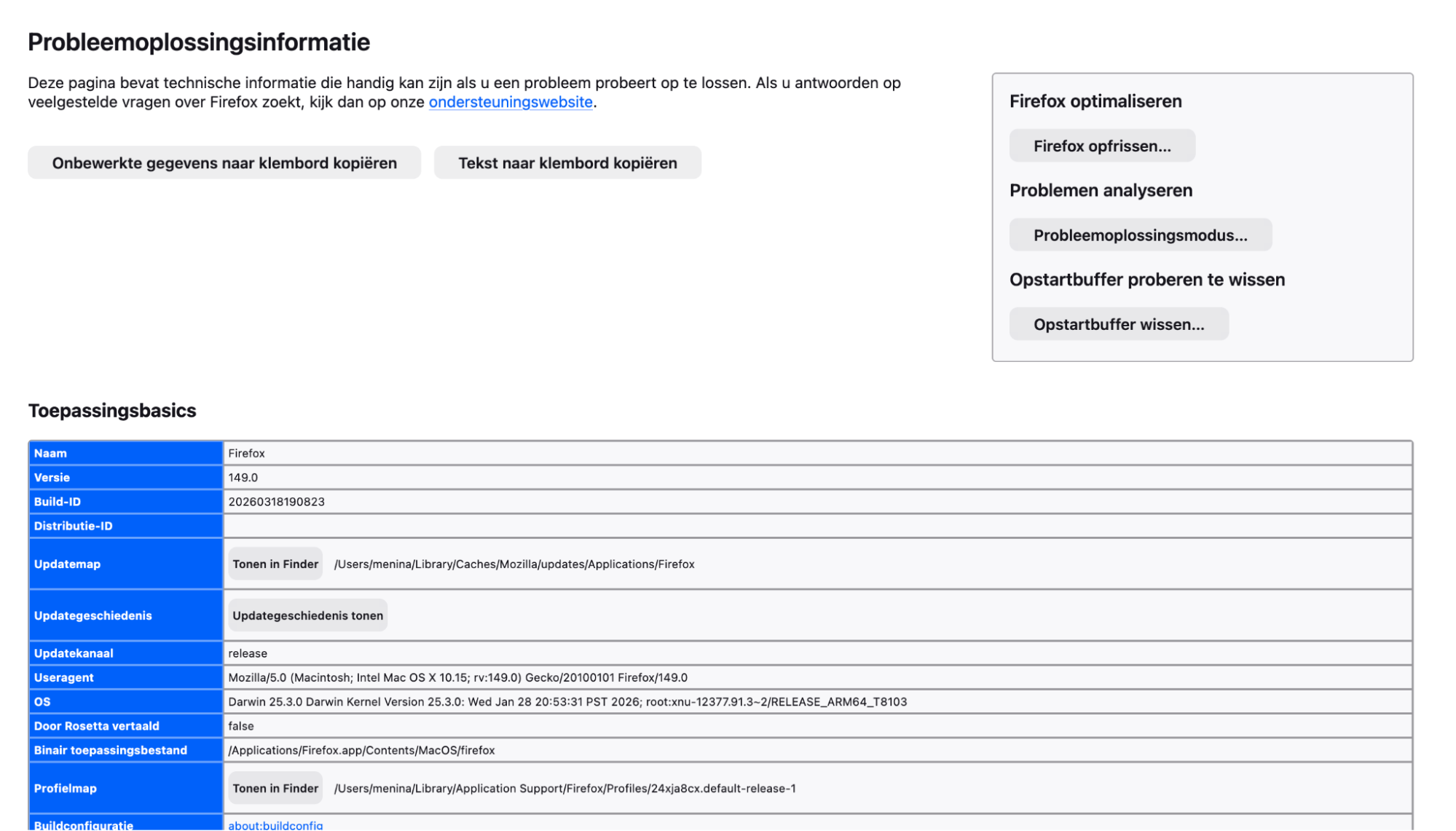 Ga vervolgens in het venster ‘Probleemoplossingsinformatie’ van Mozilla Firefox naar de knop ‘Firefox vernieuwen’ rechtsboven en klik erop.