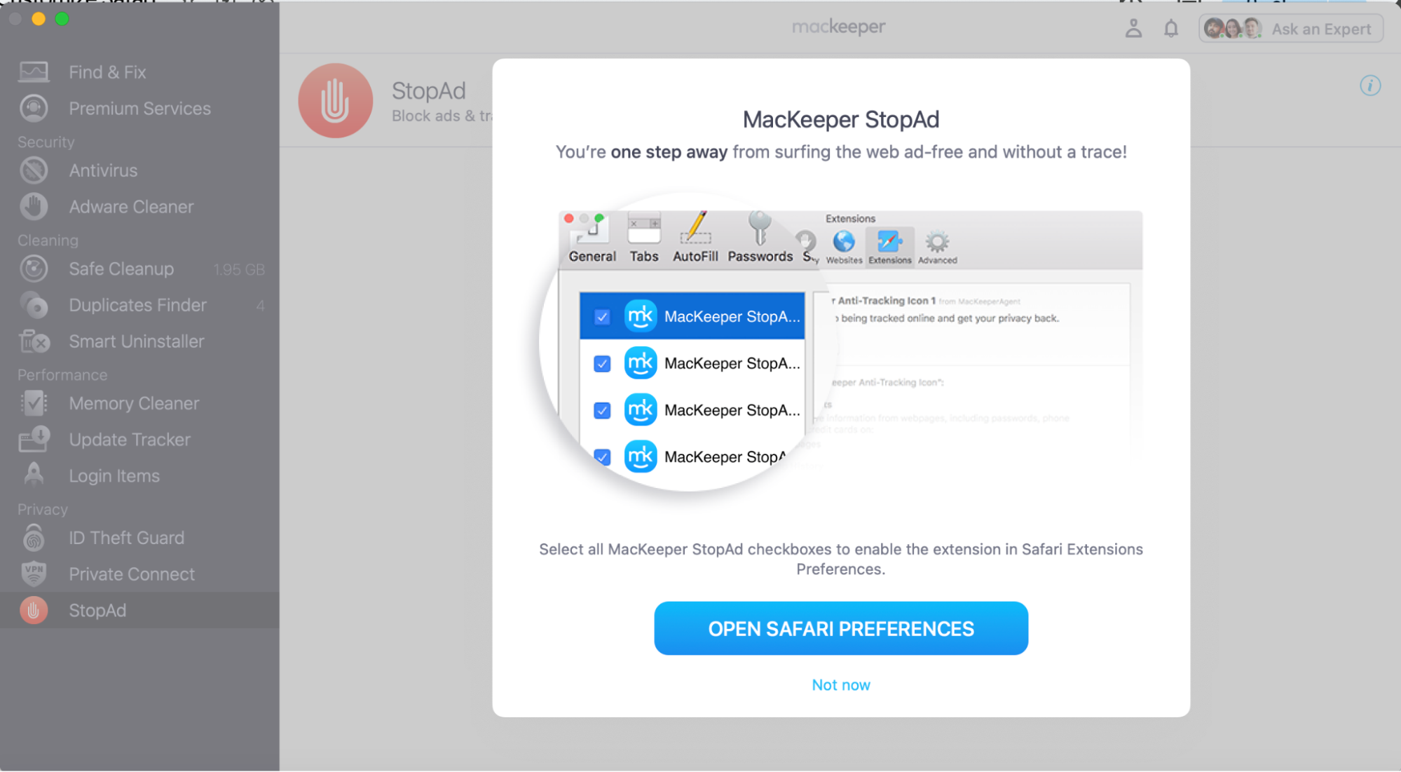 Then all that’s left is to click Enable next to your preferred browser and then follow the on-screen instructions to allow the features to keep you safe from unwanted ads and invasive tracking software while browsing online.