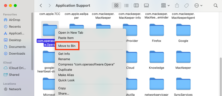 The Move to Trash option that appears after right-clicking a file in Finder. Use this to remove software leftovers that remain after uninstalling unwanted apps.