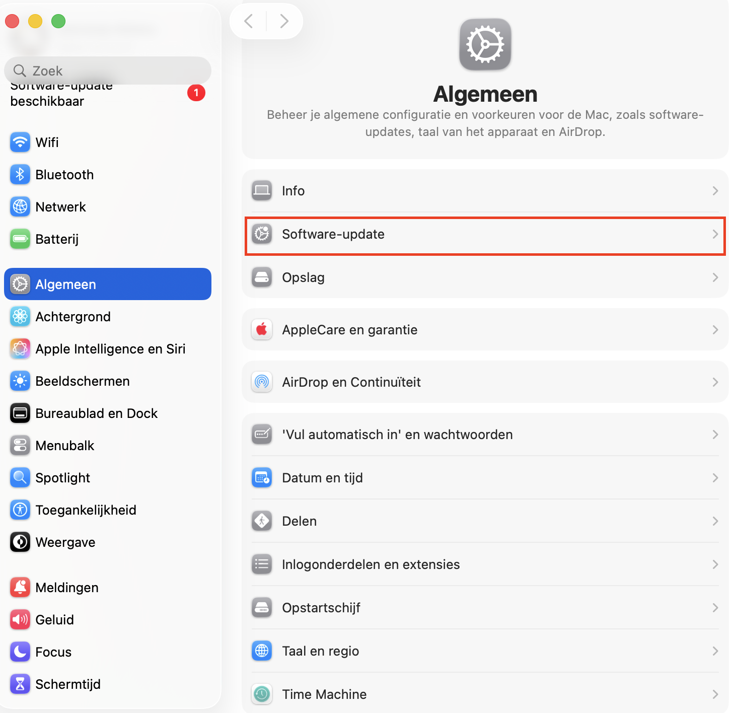 Klik vervolgens op Algemeen in de zijbalk. Kies Software-update. Als er een update beschikbaar is, klik je op Nu bijwerken om het te downloaden en te installeren.