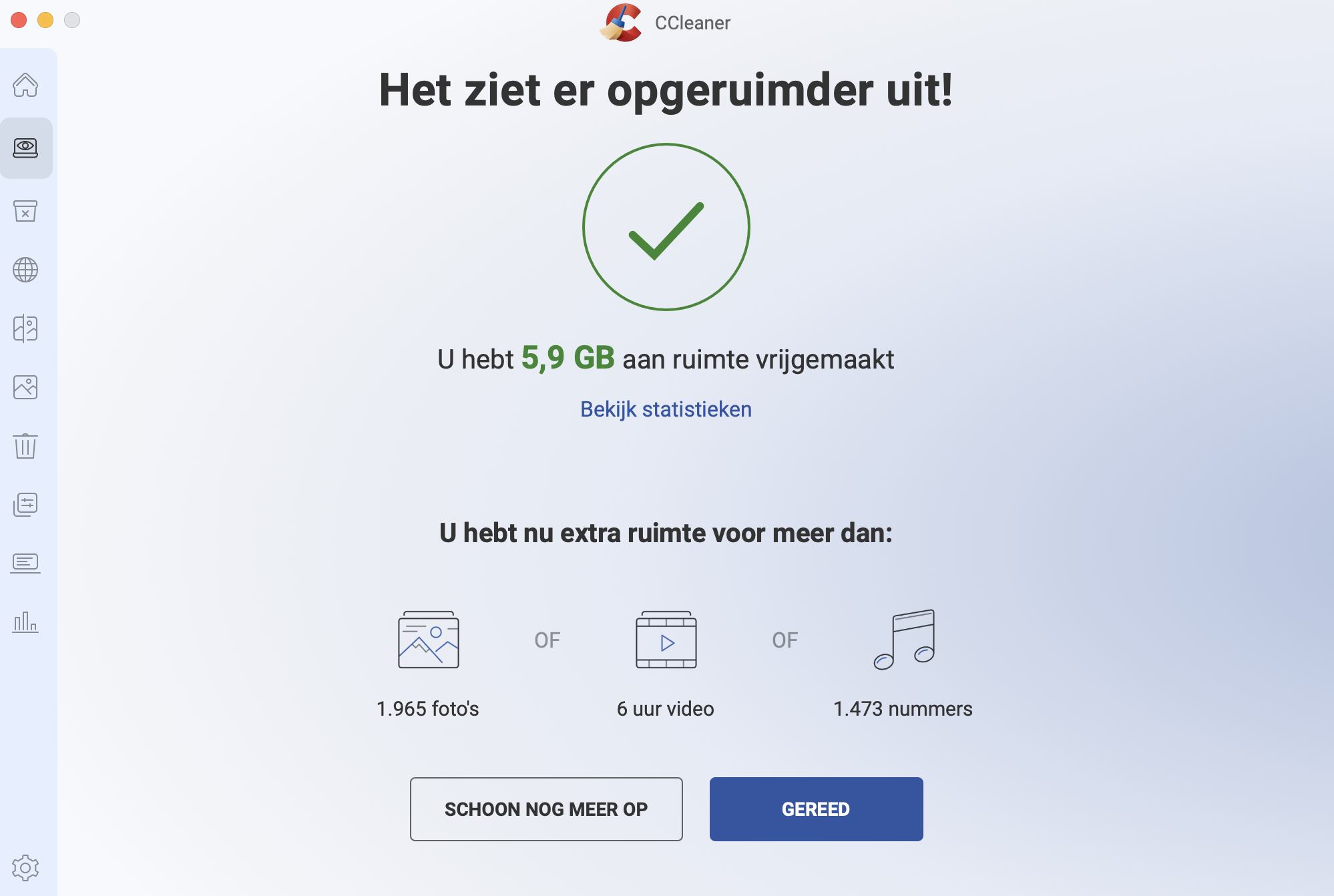 Mogelijk moet je sommige apps sluiten om hun cachebestanden op te schonen, maar voor de rest is het proces snel en gemakkelijk.