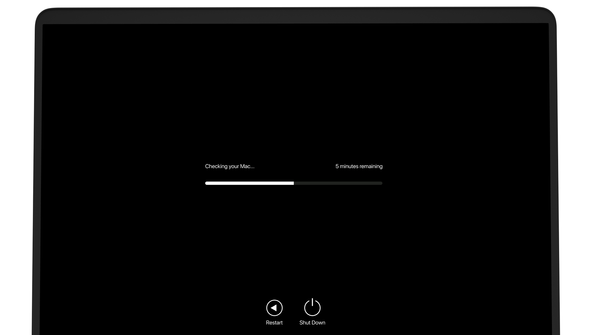 Executar o Diagnóstico da Apple exige passos diferentes dependendo do Mac que você possui. No entanto, a barra de progresso é semelhante em todos os casos. Quando você vir a barra de progresso, normalmente pode soltar as teclas.