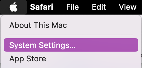 To check hwo much space exactly Messages are using on your Mac, you’ll first need to open System Settings. You can do this by clicking on the Apple Icon in the top-left hand corner of your screen. From the drop down meun, click on System Settings.