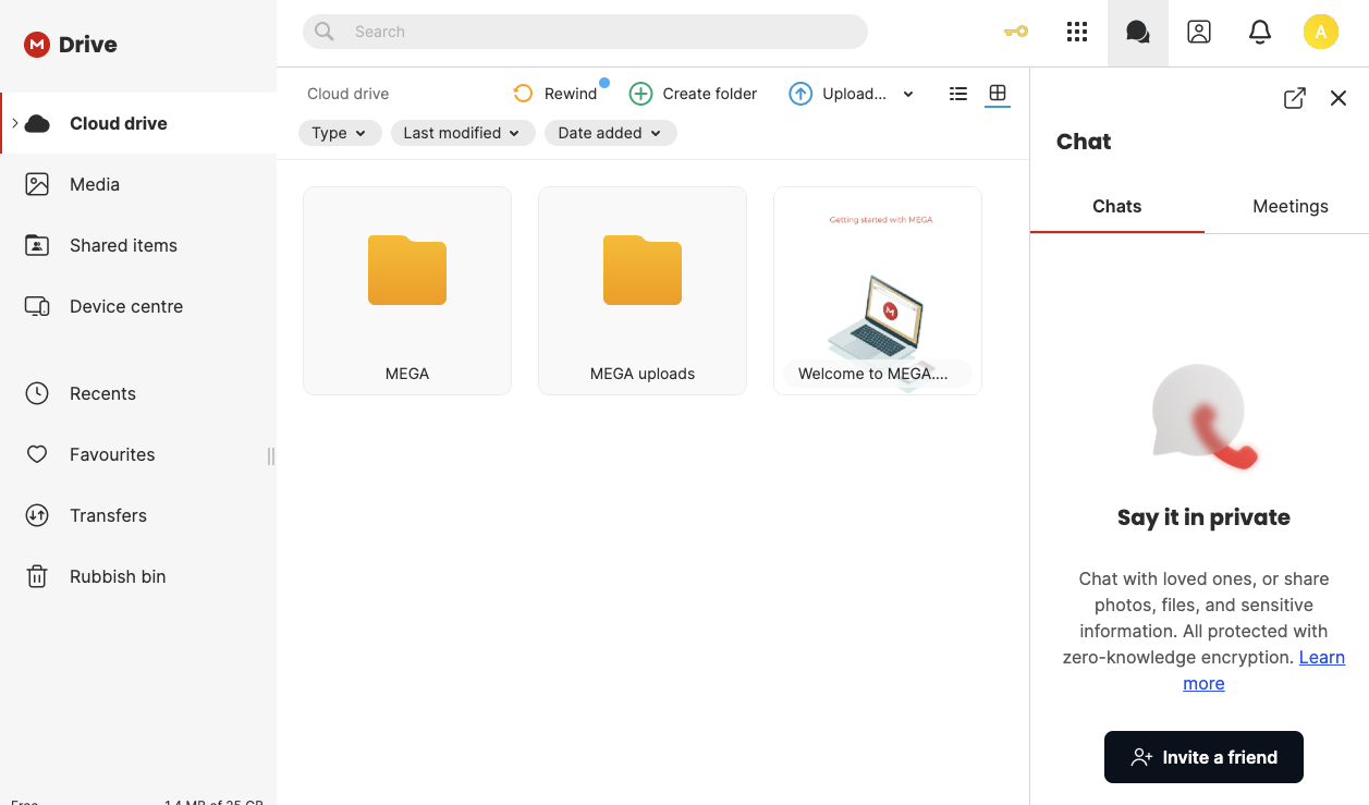 MEGA gives all users 20GB of online storage space for free. It only has a 5GB daily transfer limit, though, so you can't fill it up all at once.