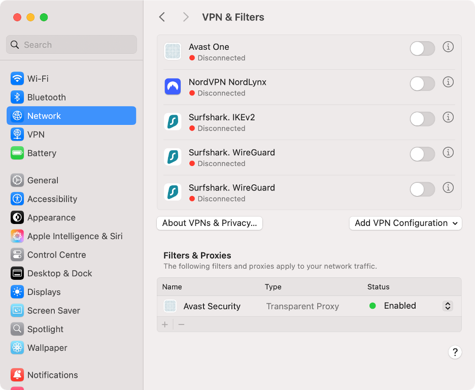 To fix the iCloud Private Relay issue and stop conflicting security software, disable all active VPNs on your Mac.