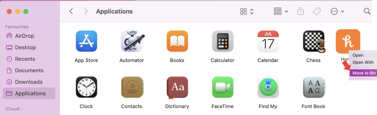 To remove Honey from your Mac, open Finder and go to your Applications. Look for Honey and right-click to Move to Bin. To remove Honey from your Mac, open Finder and go to your Applications. Look for Honey and right-click to Move to Bin.