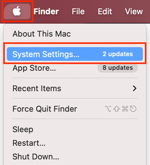 To back up your Mac and see if the diskimagesiod high CPU usage issue persists, go to the System Preferences via the menu bar.