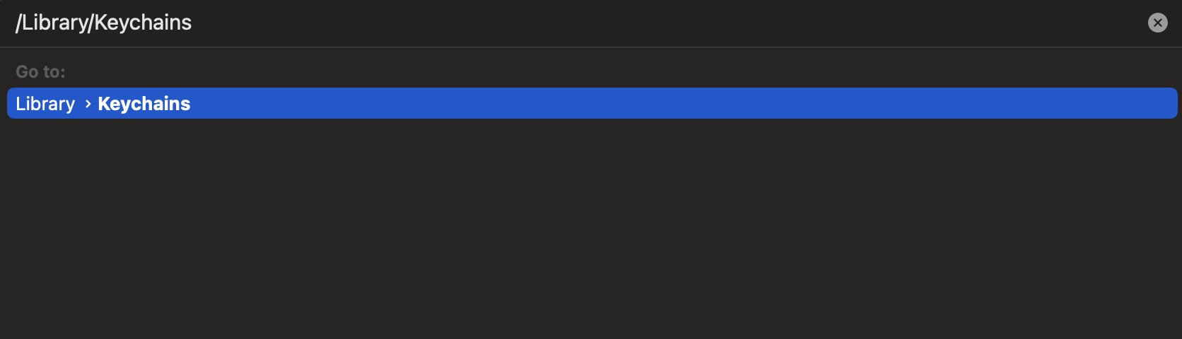 Type the /Library/Keychains path into the Go to Folder text field and press the Return key to access your Mac system certificates.