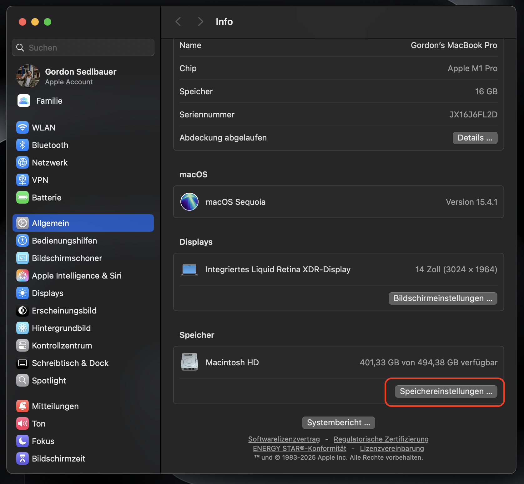 Um Empfehlungen zur Optimierung Ihres Mac zu erhalten, öffnen Sie die Registerkarte Speicher.