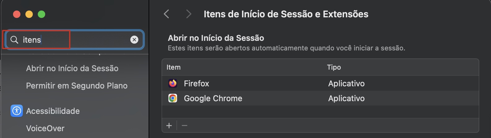Libere memória RAM instantaneamente no Mac removendo os itens de início de sessão. Vá em Ajustes do Sistema > Itens de Início de Sessão e Extensões e veja os apps que abrem na seção Abrir no Início da Sessão.