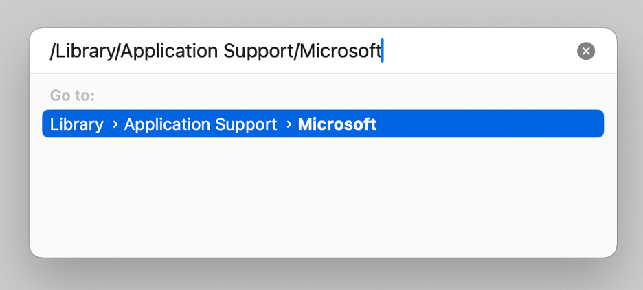 To remove the Microsoft Silverlight leftovers on a Mac via Finder, type the following file path: /Library/Application Support/Microsoft/, then press Enter.