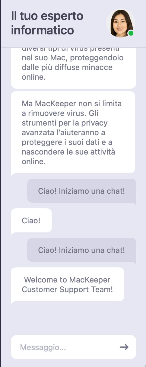Inserisci la tua domanda nella chat dal vivo e attendi le istruzioni su come risolvere il problema.