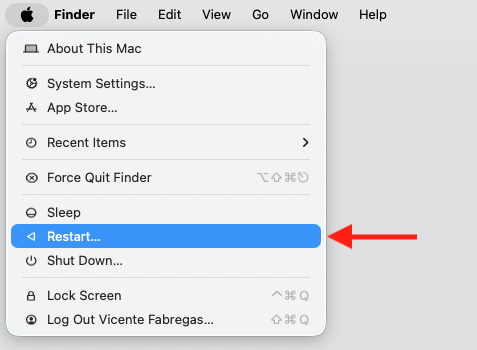 Open the Apple menu in the top-left of your MacBook and choose Restart to reboot macOS when Steam won't open.