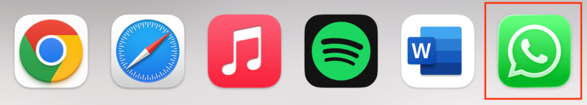To uninstall WhatsApp from Mac, quit the app by finding the icon in your Dock.