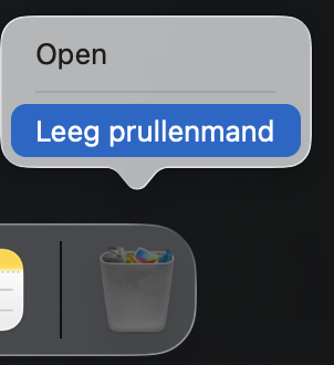 Om Safari van je Mac te verwijderen, hoef je nu alleen nog maar met de rechtermuisknop op de prullenmand te klikken en Prullenmand leegmaken te selecteren.