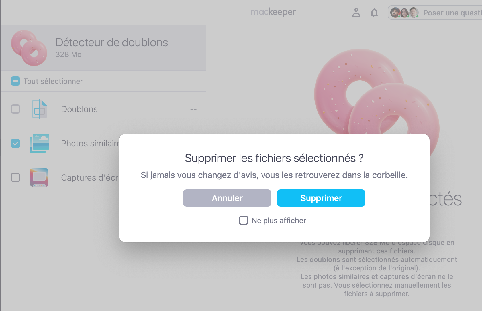 Cliquez sur Supprimer pour confirmer votre choix. Les copies supprimées peuvent être trouvées dans la Corbeille.