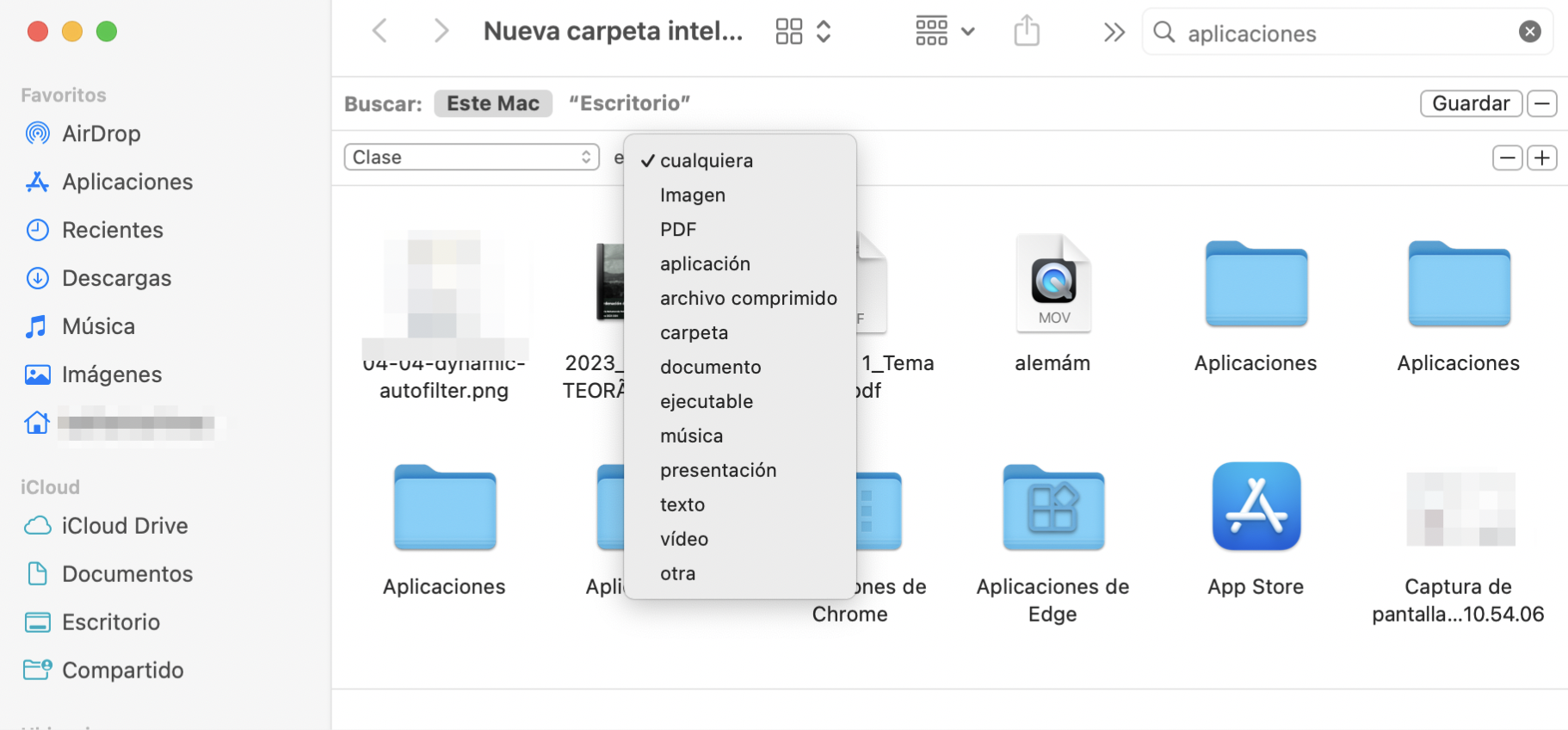 Ve cómo configurar el tamaño de archivo duplicado como criterio de búsqueda en la nueva carpeta inteligente. En este caso, se seleccionan las imágenes de archivo JPEG disponibles en Mac.