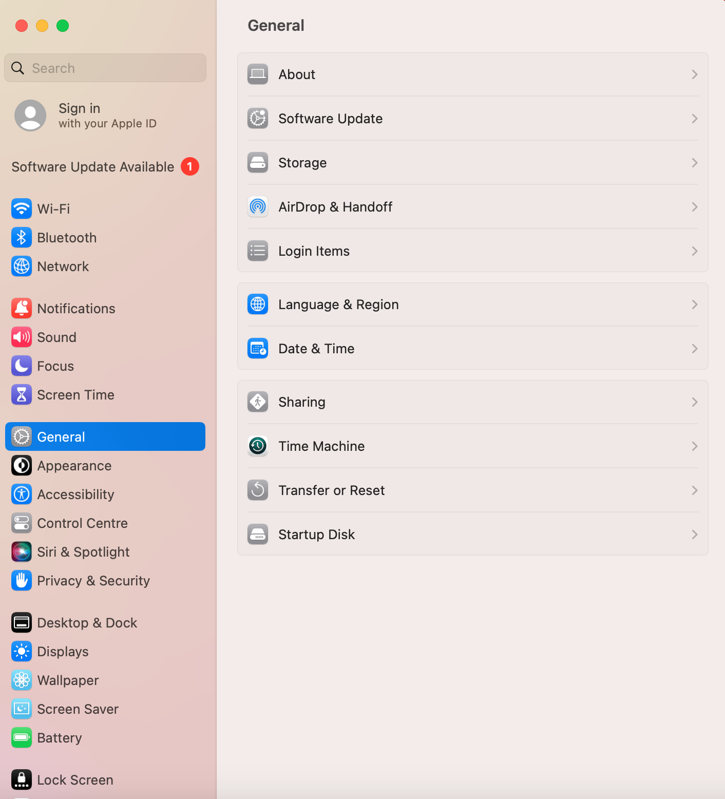 The next step in adjusting the time manually on your Mac, is to choose the General option in System Settings, then select the Date and Time feature.