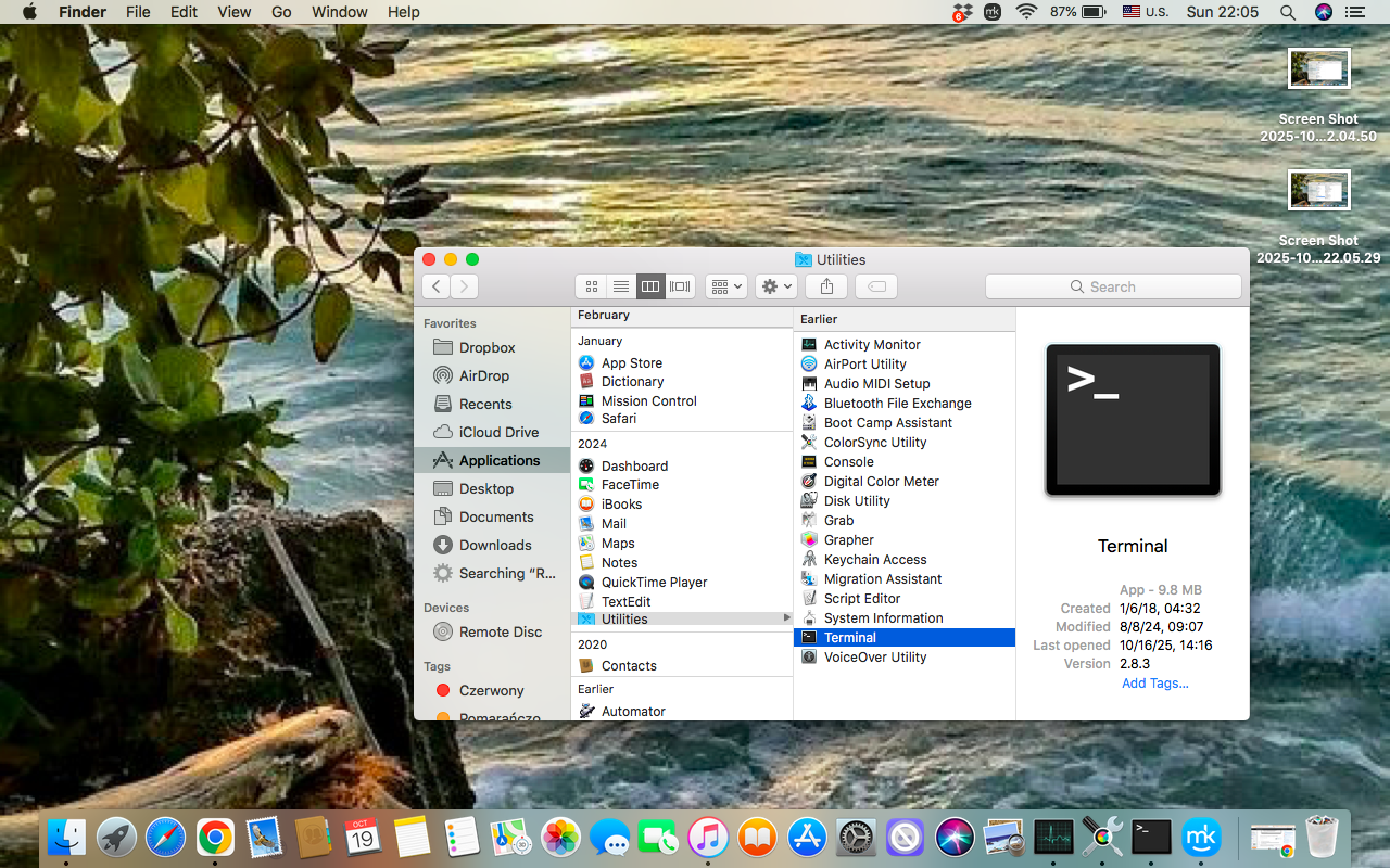 To remove the Dictionary app from your Mac, restart your Mac into Recovery Mode, then  Open Finder, go to the Applications folder, select Utilities, and choose Terminal.