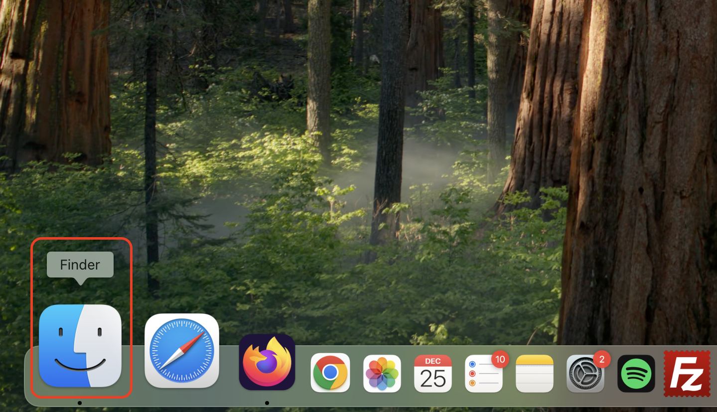Opening Finder from the Dock on macOS to access files, folders, and locations needed for organizing, dragging, and managing content efficiently.