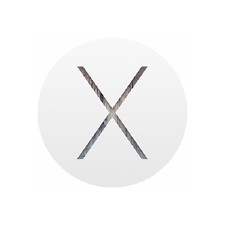 Het Mac OS X 10.10 (Yosemite)-logo wordt weergegeven met een X-icoon in een cirkel. Yosemite was de elfde grote macOS-uitgave van Apple na Mavericks.