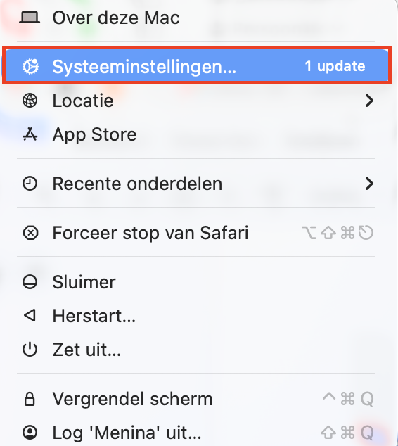 Als iCloud Drive neemt te veel opslag in op de Mac, schakel je Geoptimaliseerde opslag in door naar het Apple-menu te gaan en Systeeminstellingen te kiezen.