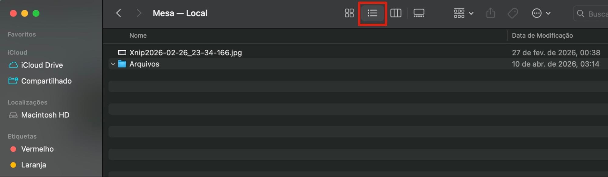 Para sua conveniência, você também pode filtrar o conteúdo da Mesa em formato de lista clicando no botão de lista