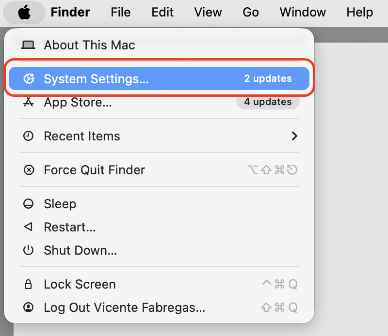 The Apple menu open on a MacBook with System Settings selected to check Login Items for Chromium launching automatically at startup.