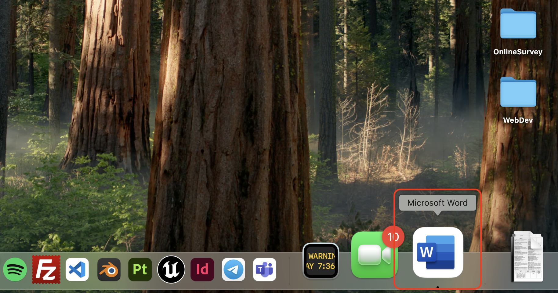 Open Microsoft Word from your Applications folder or Dock to access its settings and begin troubleshooting performance or add-in issues.