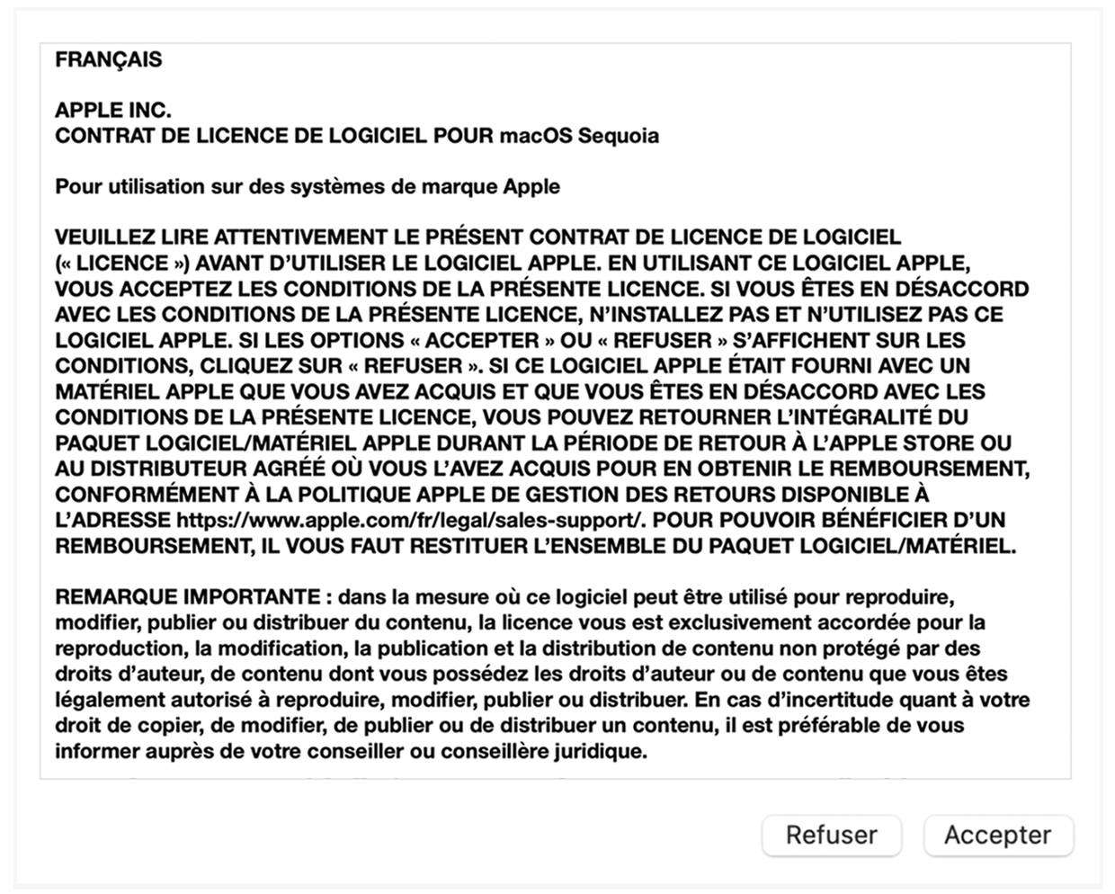 Si cela vous est demandé, cliquez sur Accepter pour confirmer que vous acceptez les termes du contrat de licence du logiciel.