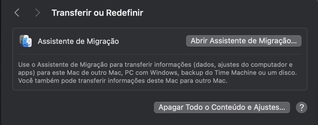 Na aba Transferir ou Redefinir, você verá um botão chamado Apagar Todo o Conteúdo e Ajustes. Clique nesse botão para iniciar o processo de apagar e reinstalar o macOS. Você será guiado pelo processo com instruções na tela que precisará seguir.
