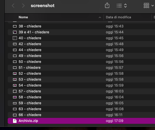 Cercare l'Archivio creato dai file precedentemente raggruppati.