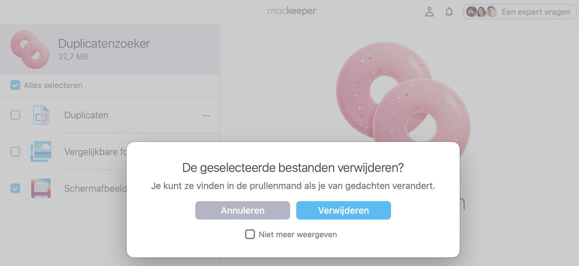 Klik op Verwijderen om het proces te voltooien.