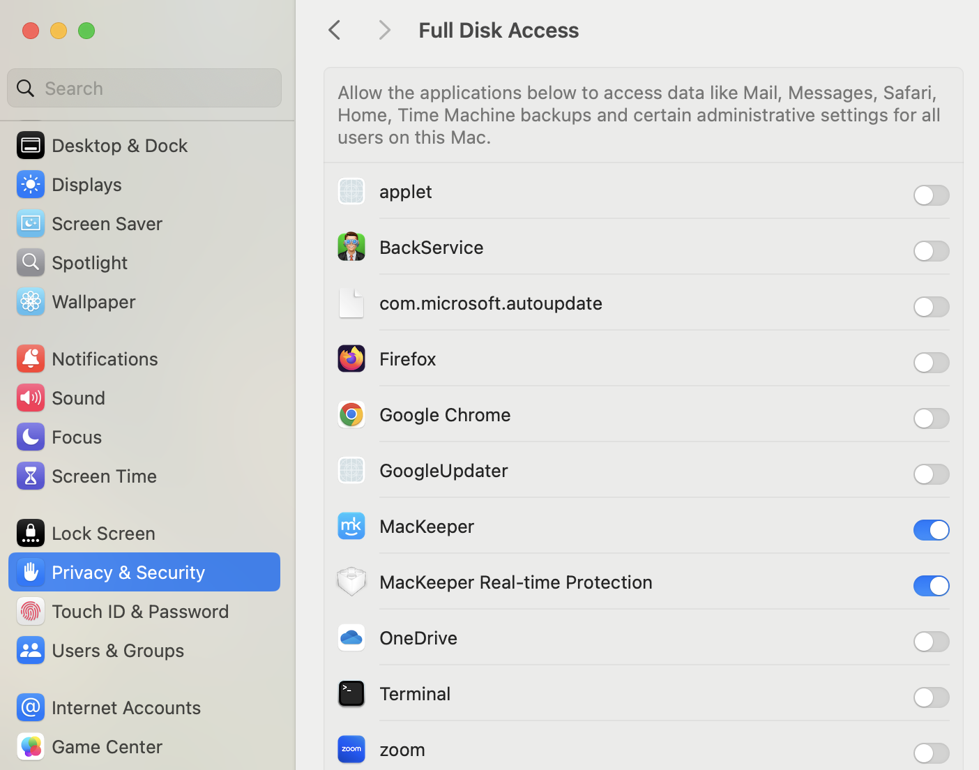Look at your Mac's top menu bar icon for the antivirus app and check that no active protection status or scanning indicator is currently showing.