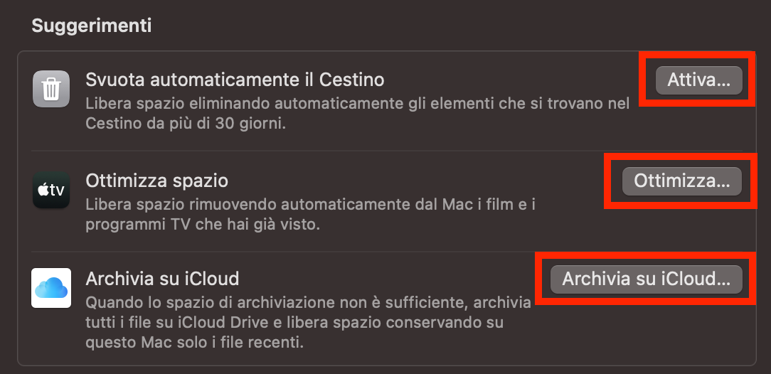 Per ridurre il disordine, seleziona i file che vuoi eliminare, fai clic con il tasto destro e scegli Elimina.