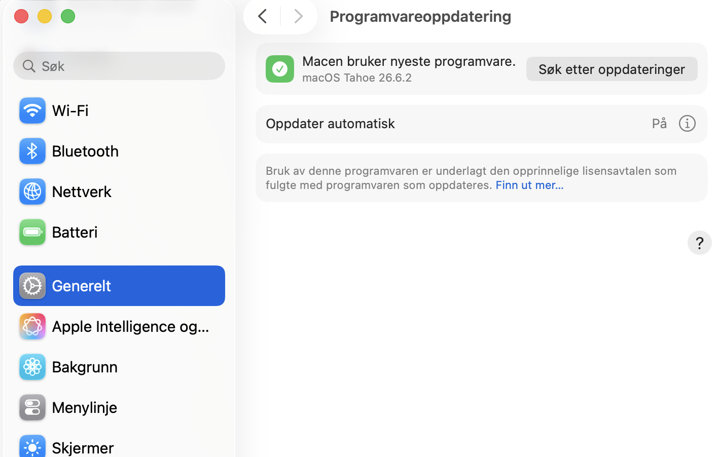 For å installere den nyeste Safari-versjonen på MacBook-en din, klikk på Oppdater.
