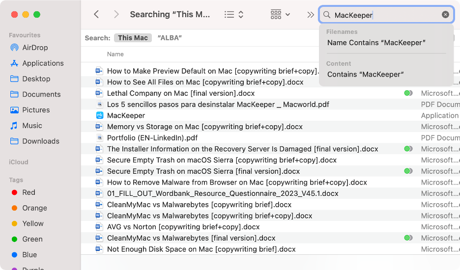 To check any file on your Mac or MacBook, use the search tool in Finder by entering a keyword used in the file’s name.