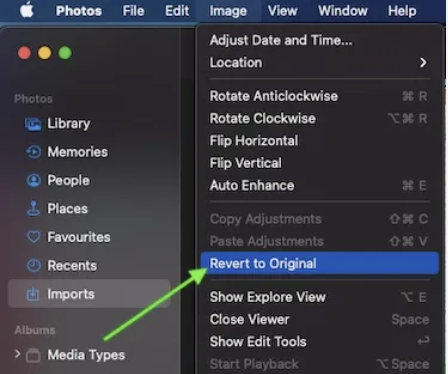 If undoing with Command + Z isn’t working as you have too many changes or they’re not recent, then restoring the image to its original state is a potential solution. With the image in question open, click on Image in the menu bar and click on Revert to Original. This will undo all changes.